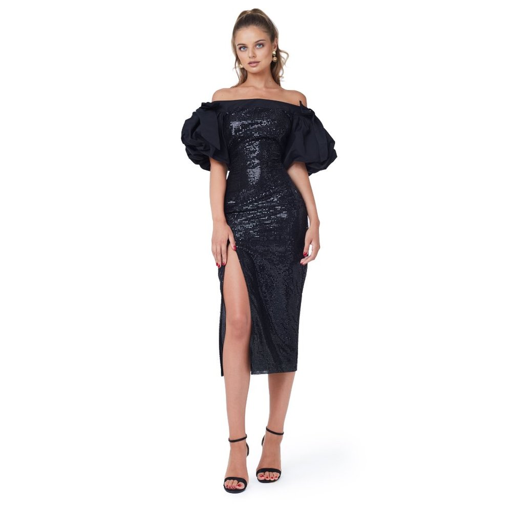 O'Blanc Black Sequin Dress